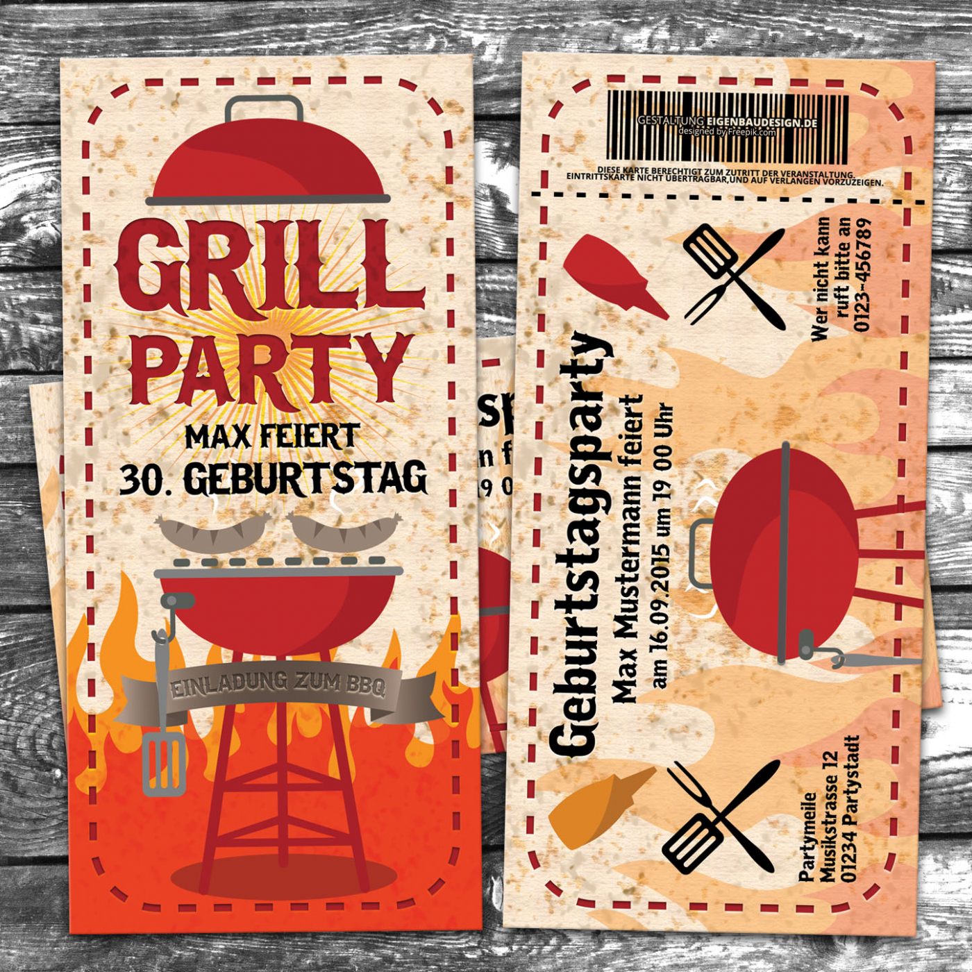 Einladungskarte Grill BBQ Garten