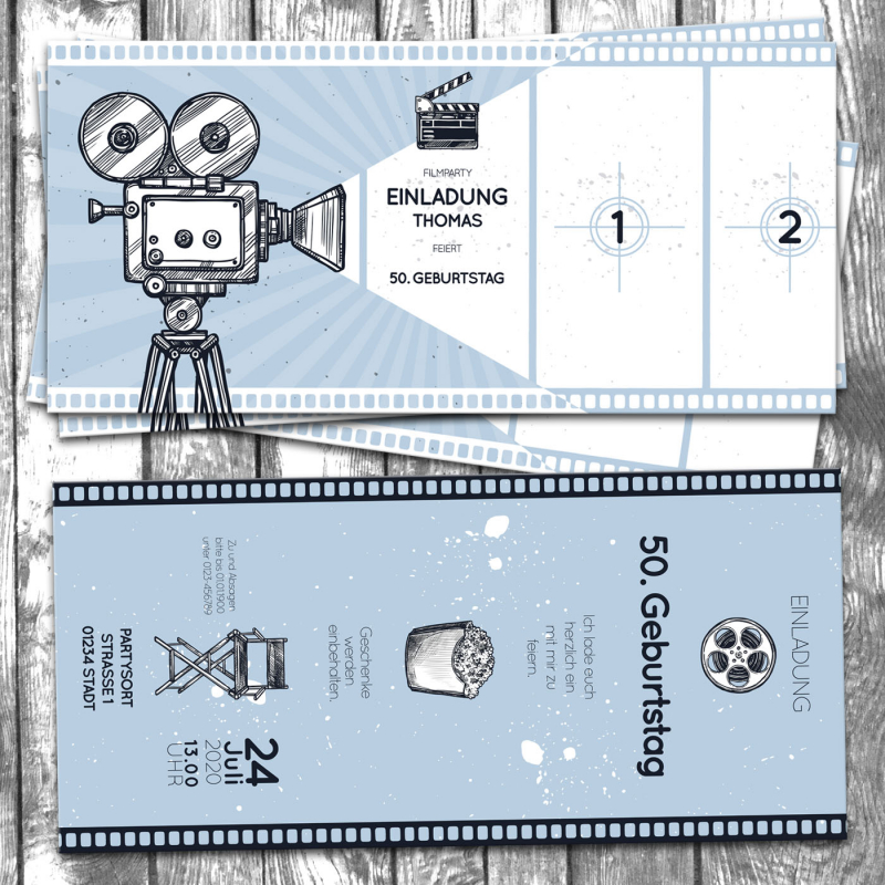 Einladungskarte Kino Ticket