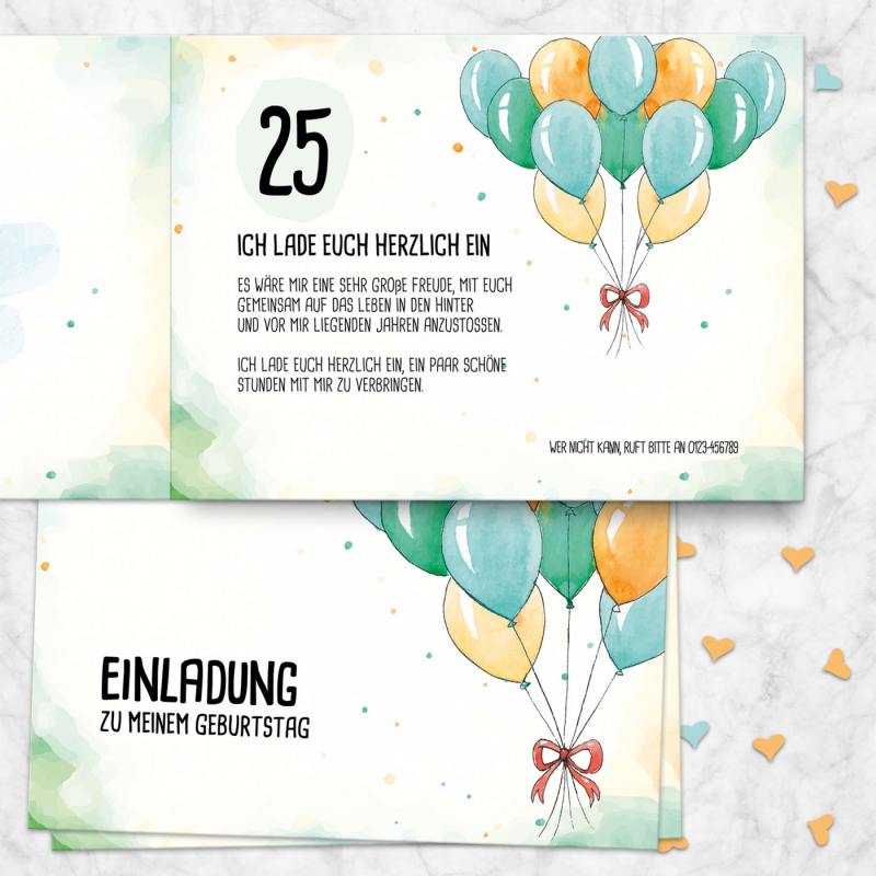 Einladungskarte Klappkarte Ballons