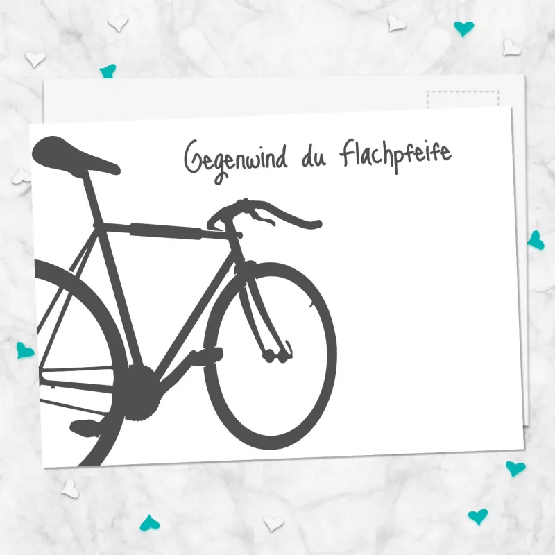 Postkarte Gegenwind du Flachpfeife